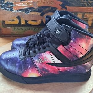 Fila Sneakers, Kid Size 3, Unisex, Vulc 13 High Tops, Purple Pink Galaxy